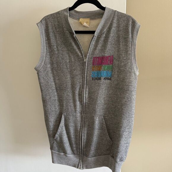 AEROSMITH 1986 Vintage Concert Tour Sweatshirt Sleeveless Merch Zip Gray Large - Picture 2 of 12